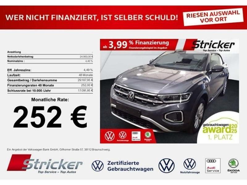 Rauchgrau metallic (metallic) Gebraucht 2024 VW T-Roc Cabriolet Style Cabrio | 24.947 € (Superpreis) - Bild 1/3