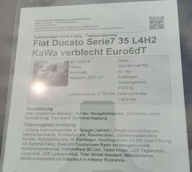 Weiß Gebraucht 2019 Fiat Ducato Van | 19.000 € (Fairer Preis) - Bild 1/4