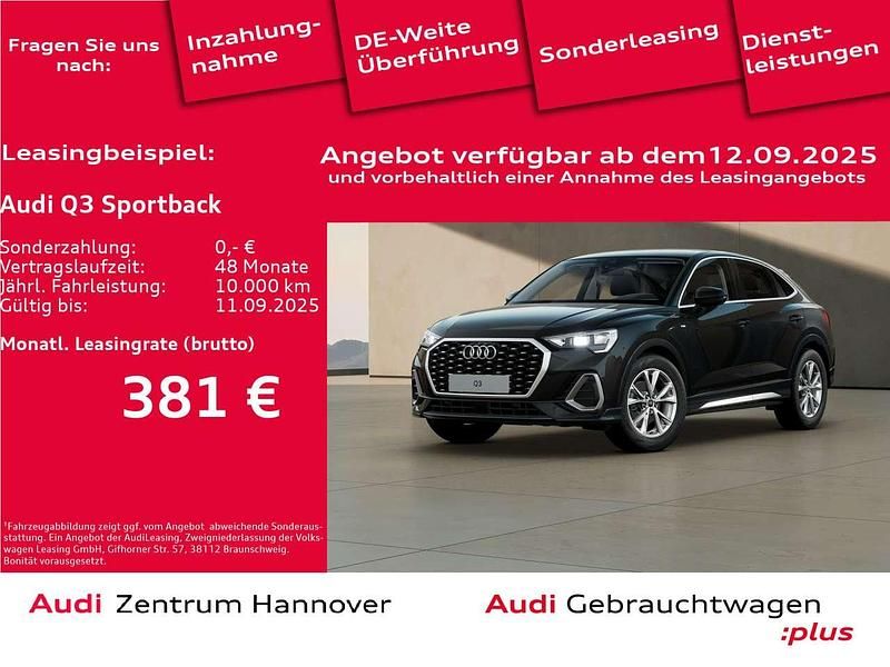 0e mythosschwarz metallic Gebraucht 2025 Audi Q3 S-Line SUV | 41.950 € (Fairer Preis) - Bild 1/4