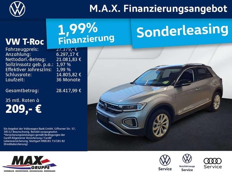 Silber Gebraucht 2024 VW T-Roc Style SUV | 27.379 € (Guter Preis) - Bild 1/3