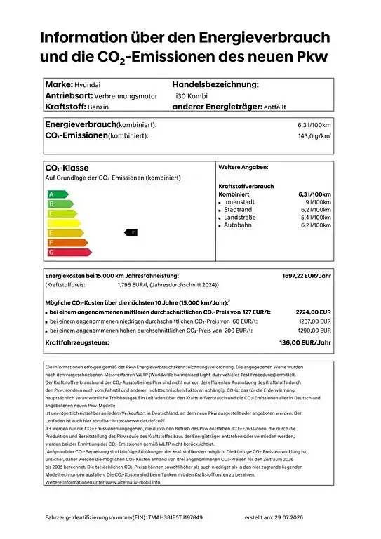 Neu Hyundai i30 Trend 150 PS (110 kW) 2026 Grau Kombi