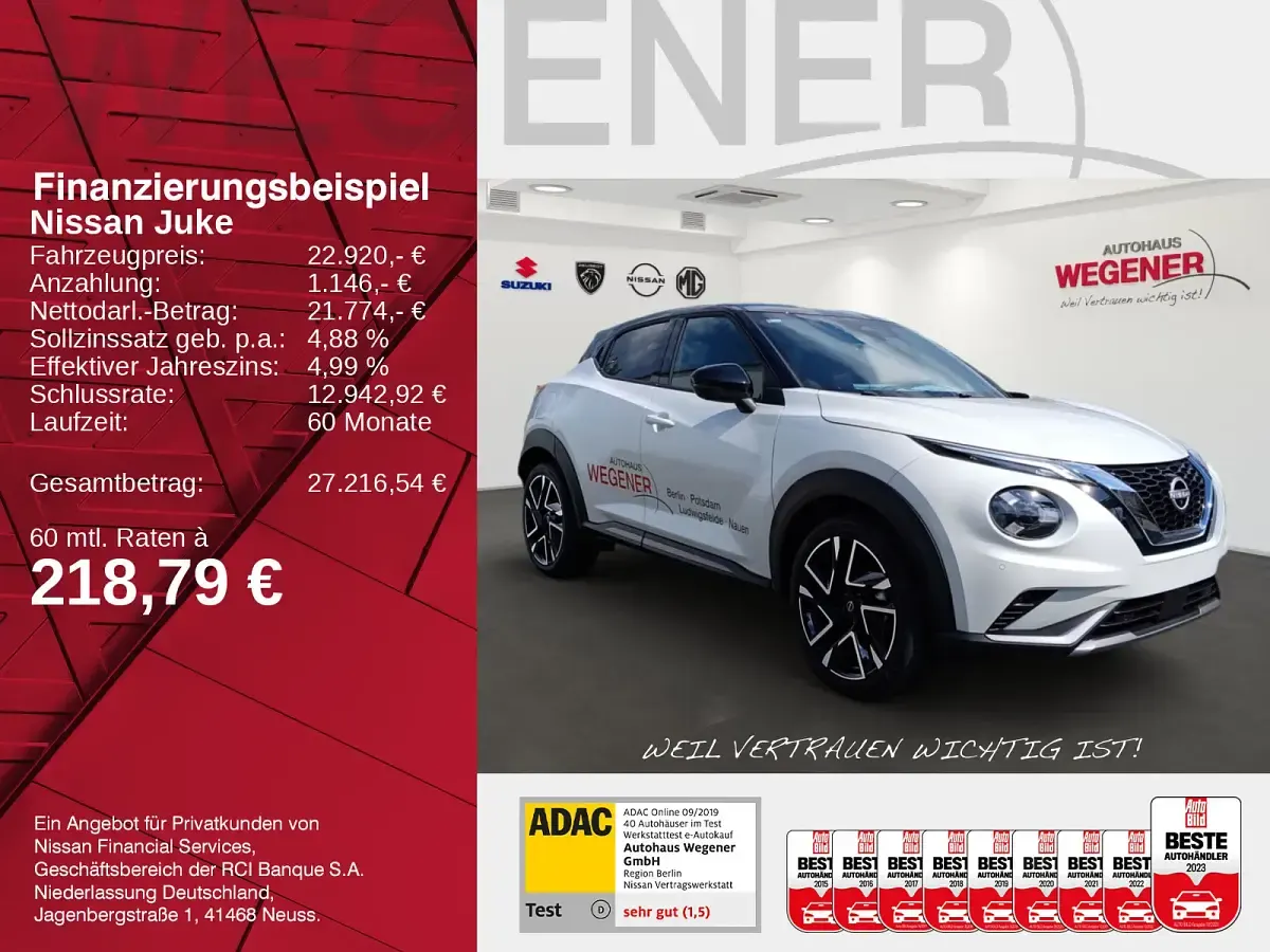 Gebraucht Nissan Juke 360º 114 PS (83 kW) 2024 Pearl white/ black SUV