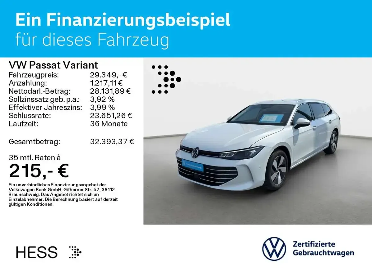Gebraucht VW Passat Business 150 PS (110 kW) 2025 Oryxweiß perlmutteffekt Kombi