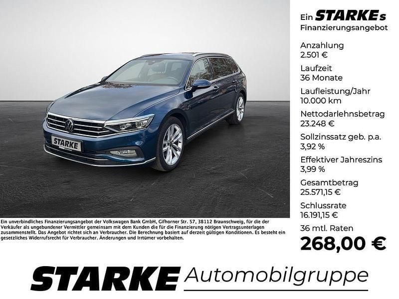 Aquamarinblau metallic Gebraucht 2022 VW Passat Elegance Kombi | 25.749 € (Etwas zu teuer) - Bild 1/4
