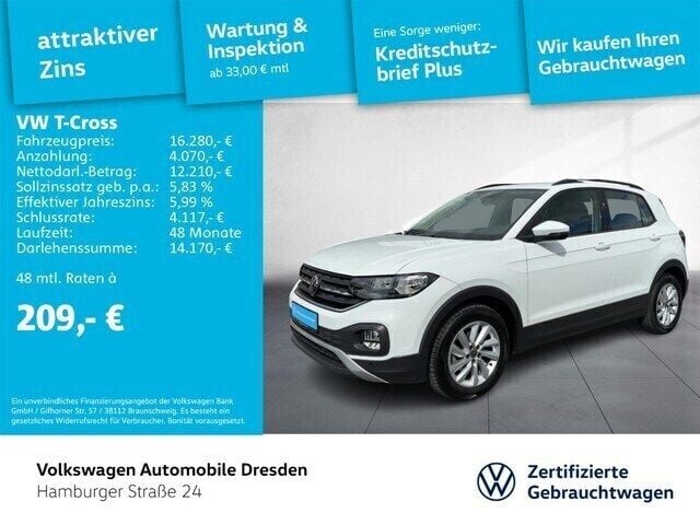 Weiß Gebraucht 2022 VW T-Cross Life SUV | 17.250 € (Guter Preis) - Bild 1/3