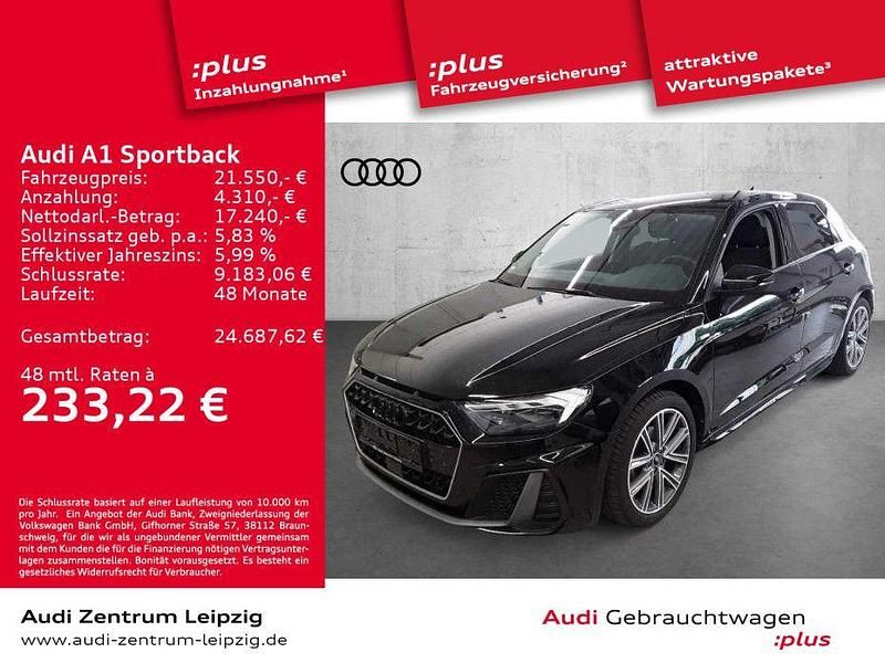 Schwarz Gebraucht 2021 Audi A1 Sportback S-Line Kleinwagen | 21.550 € (Fairer Preis) - Bild 1/3