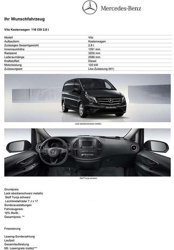 Schwarz Gebraucht 2017 Mercedes Vito Van / Kleinbus | 19.962 € (Guter Preis) - Bild 1/4