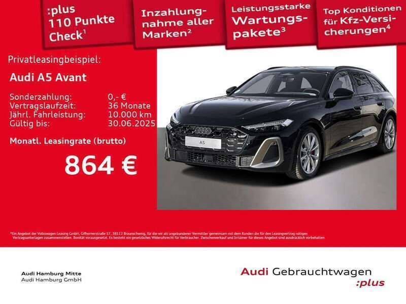 Schwarz (mythosschwarz metallic) Gebraucht 2025 Audi A5 S-Line Coupé | 68.456 € - Bild 1/3