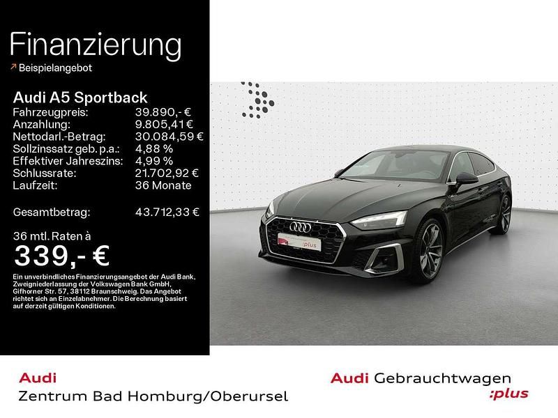 Mythosschwarz metallic Gebraucht 2022 Audi A5 S-Line Limousine | 39.890 € (Fairer Preis) - Bild 1/4