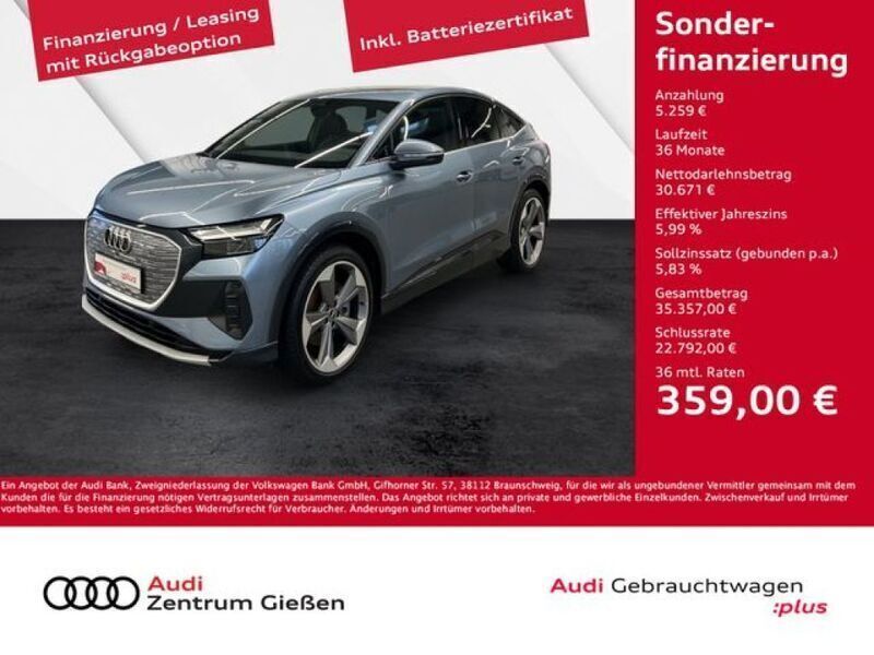 Geysirblau metallic (metallic) Gebraucht 2021 Audi e-tron Sportback Ambiente SUV | 34.930 € (Guter Preis) - Bild 1/4