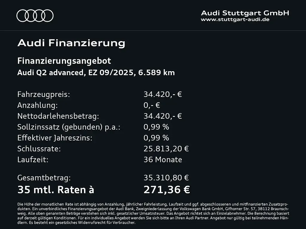 Gebraucht Audi Q2 Advanced Plus 150 PS (110 kW) 2025 Gletscherweiß metallic SUV