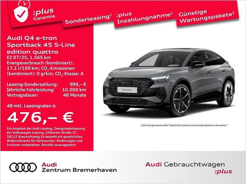 Kieselgrau (grau) Gebraucht 2025 Audi Q4 Sportback e-tron S-Line SUV | 52.681 € (Fairer Preis) - Bild 1/3