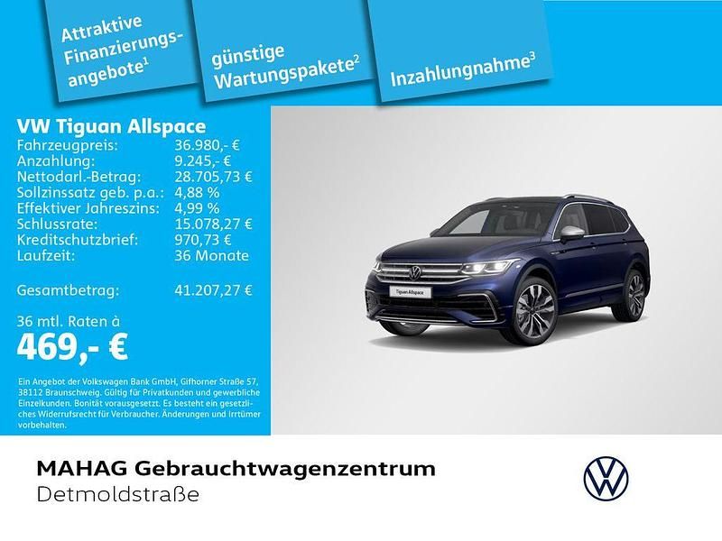 Atlantic blue metallic Gebraucht 2022 VW Tiguan Allspace R-line SUV | 36.980 € (Etwas zu teuer) - Bild 1/2