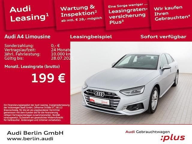Florettsilber metallic Gebraucht 2024 Audi A4 Advanced Plus Limousine | 30.900 € (Superpreis) - Bild 1/3