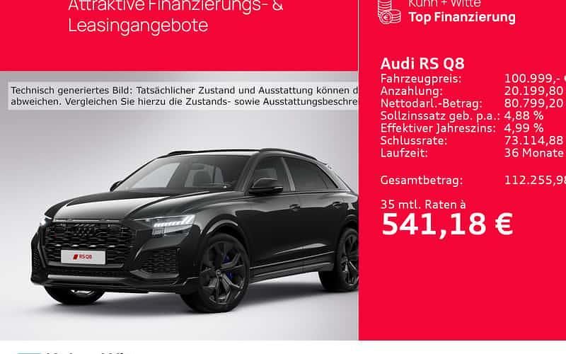 Schwarz Gebraucht 2022 Audi RS Q8 Advanced Plus SUV | 100.999 € (Fairer Preis) - Bild 1/4