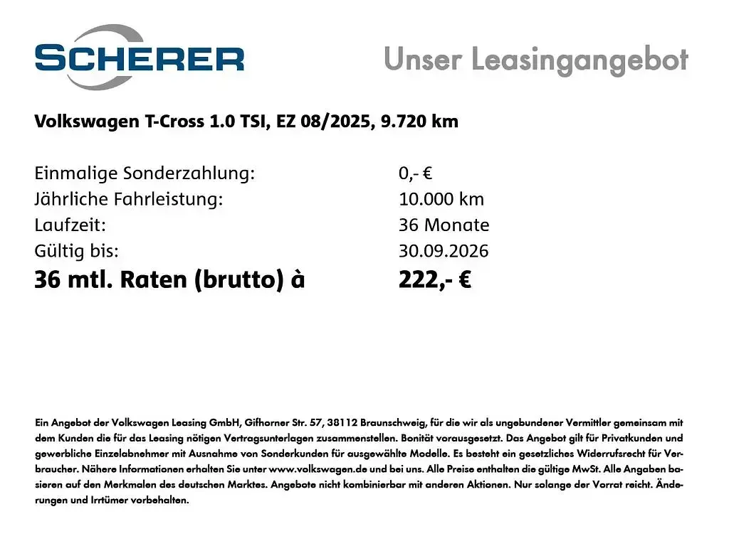 Gebraucht VW T-Cross Basis 95 PS (69 kW) 2025 Reflexsilber metallic SUV