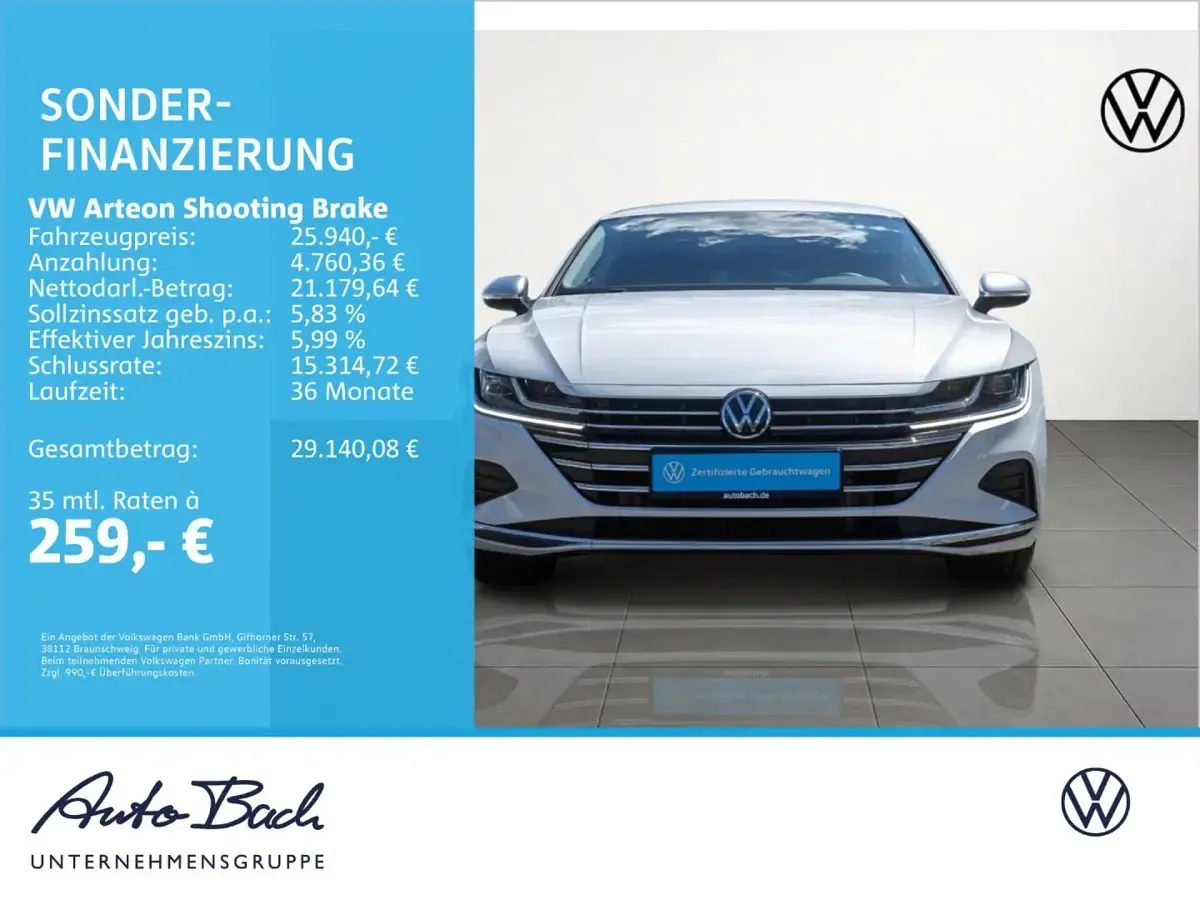 Gebraucht VW Arteon Elegance 190 PS (139 kW) 2023 Oryxweiß perlmutteffekt Kombi