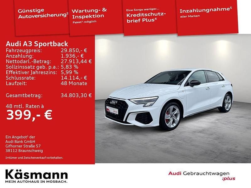 Ibisweiß Gebraucht 2022 Audi A3 Sportback e-tron S-Line Kleinwagen | 29.850 € (Fairer Preis) - Bild 1/3
