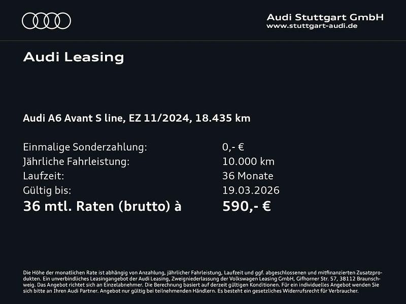 Gebraucht Audi A6 S-Line 286 PS (210 kW) 2024 Mythosschwarz metallic Kombi