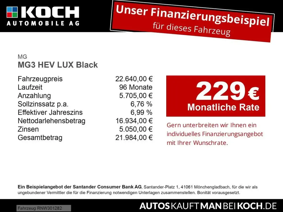 Neu MG MG3 194 PS (142 kW) 2026 Pebble black Kleinwagen