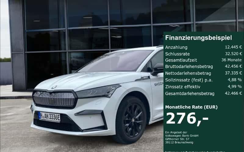 Weiss Gebraucht 2024 Skoda Enyaq iV SportLine SUV | 49.780 € (Teuer) - Bild 1/4