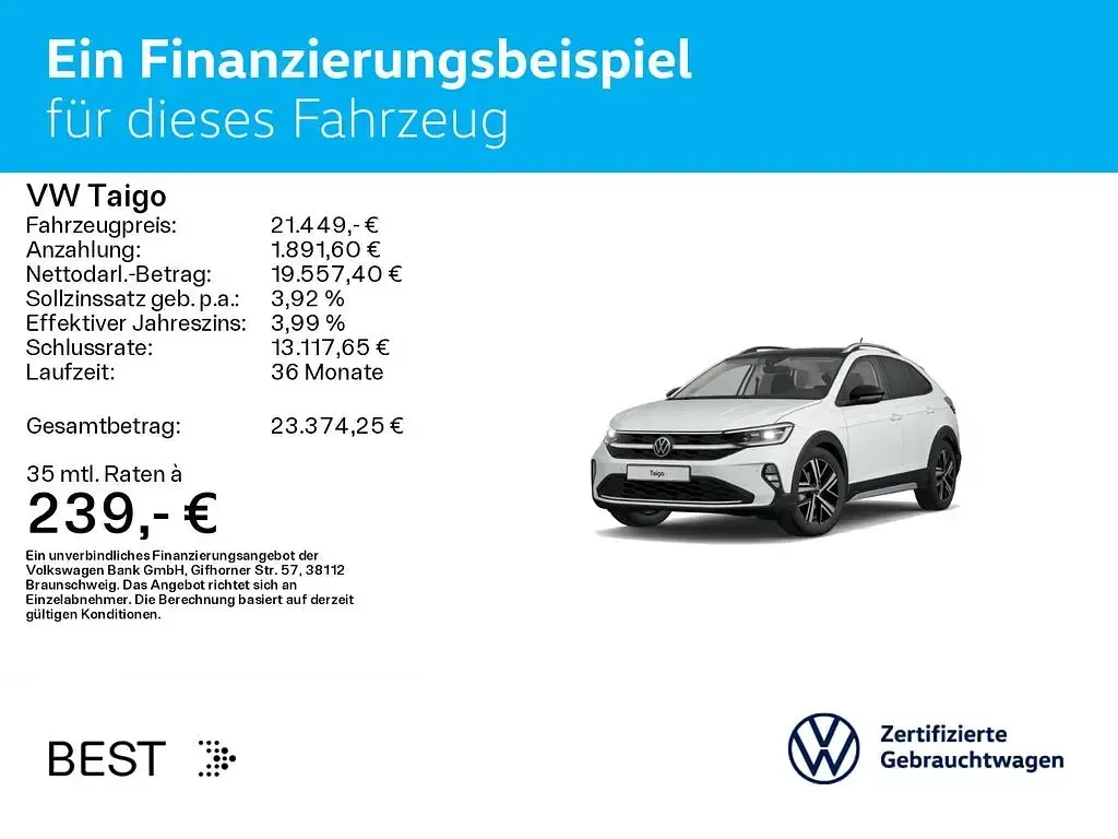 Używany VW Taigo Style 110 KM (80 kW) 2022 Biały SUV