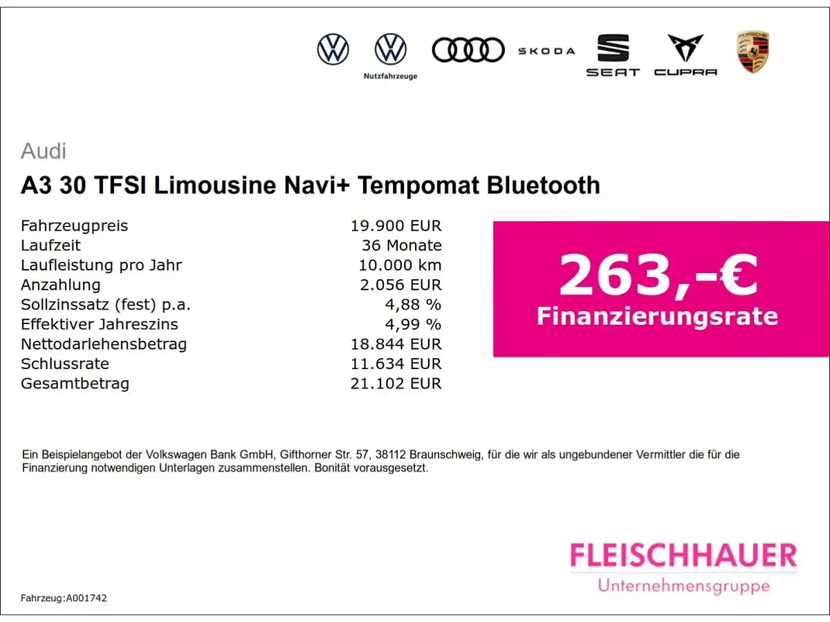 Gebraucht Audi A3 110 PS (80 kW) 2022 Weiss Limousine