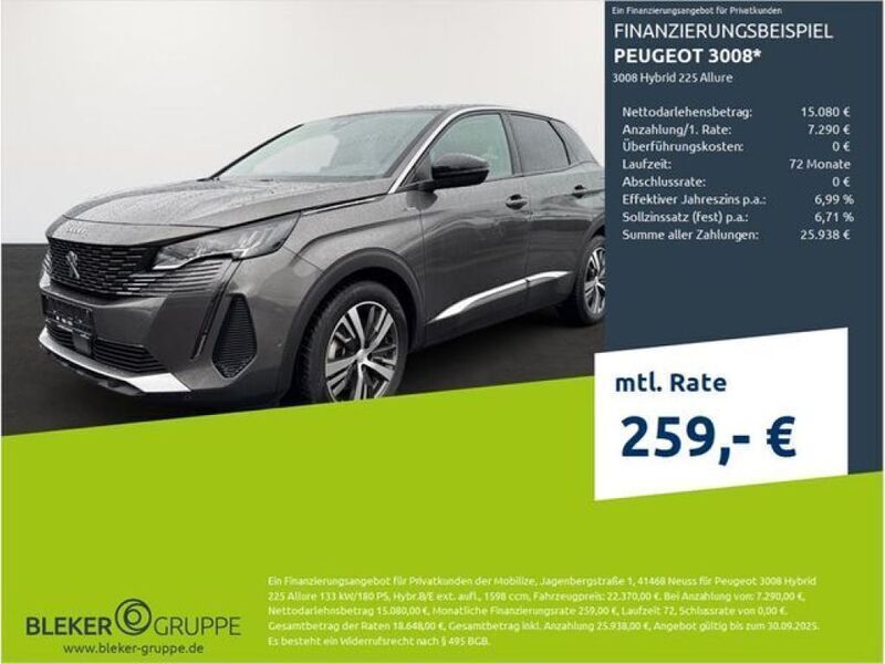 Platingrau Gebraucht 2021 Peugeot 3008 Allure SUV | 22.370 € (Superpreis) - Bild 1/3