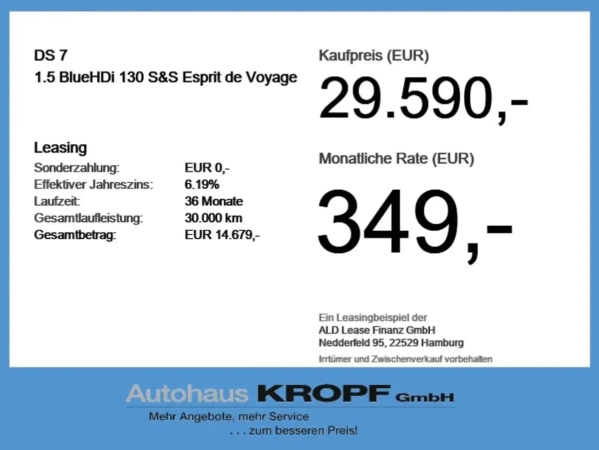 Gebraucht DS Automobiles DS7 Crossback 131 PS (96 kW) 2023 Lackierung chrystal pearl/meta SUV