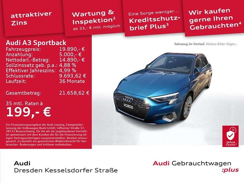 3f atollblau metallic Gebraucht 2021 Audi A3 e-tron Advanced Plus Kleinwagen | 19.890 € (Guter Preis) - Bild 1/4