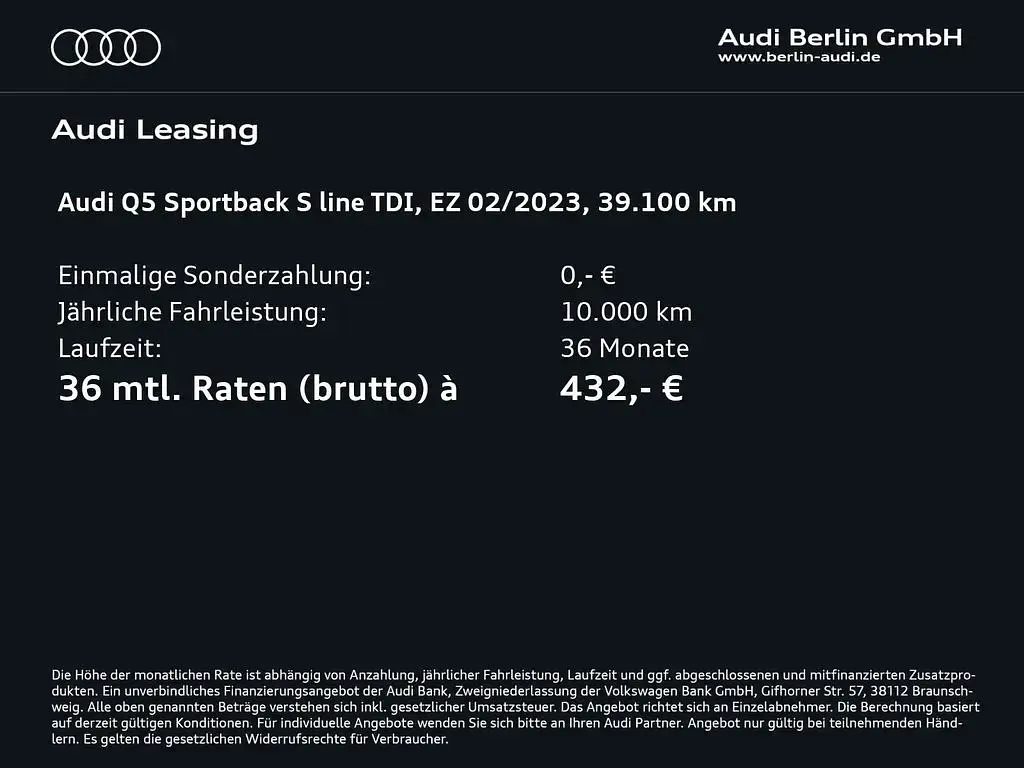 Gebraucht Audi Q5 Sportback S-Line 204 PS (150 kW) 2023 Distriktgrün metallic SUV