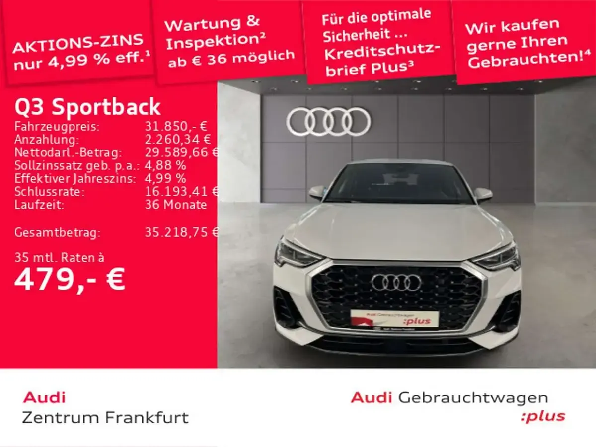Gebraucht Audi Q3 245 PS (180 kW) 2023 Gletscherweiß metallic/gletsch SUV