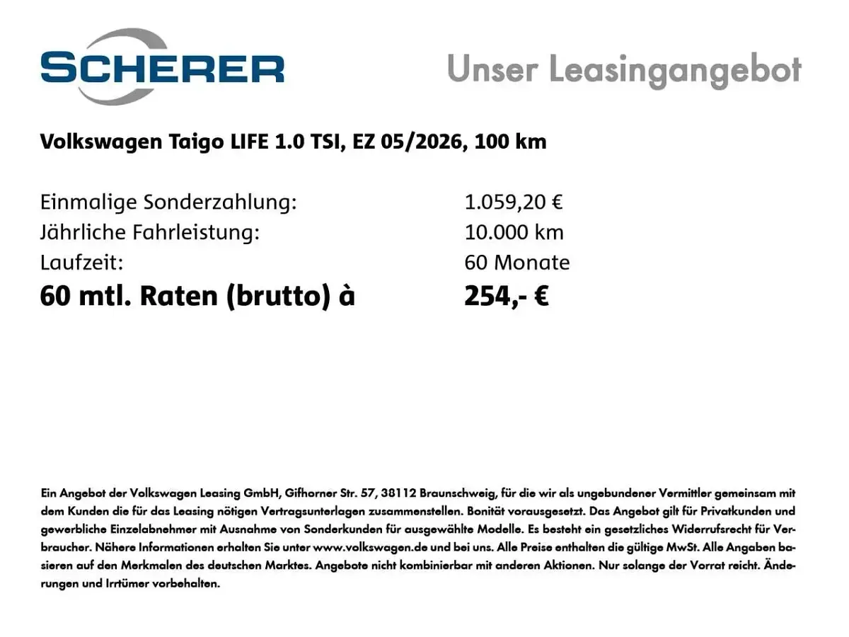 Neu VW Taigo Life 116 PS (85 kW) 2026 Visual green metallic (metallic) SUV