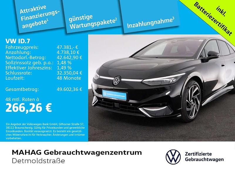 Grenadillschwarz metallic Gebraucht 2024 VW ID.7 Pro Limousine | 47.381 € - Bild 1/2