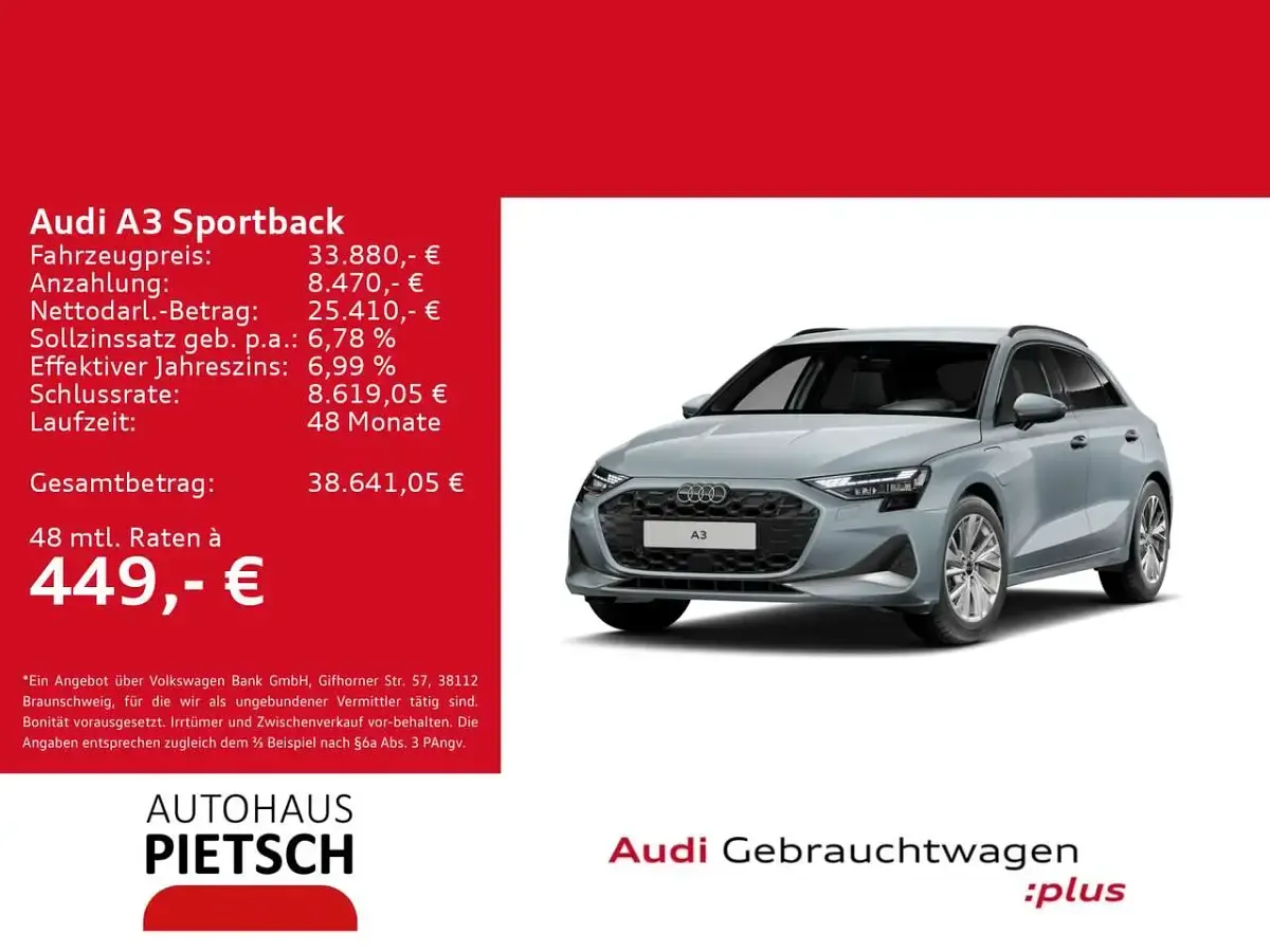 Gebraucht Audi A3 Advanced 204 PS (150 kW) 2025 Pfeilgrau perleffekt Limousine