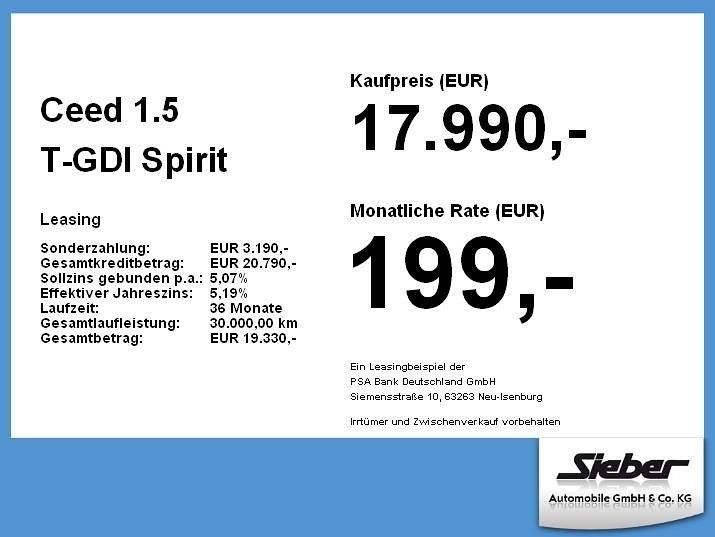 Gebraucht Kia Ceed Spirit 160 PS (117 kW) 2022 Deluxeweiss met. Kleinwagen