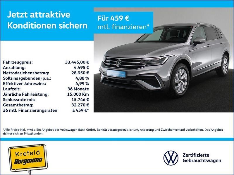 Pyritsilber metallic (metallic) Gebraucht 2023 VW Tiguan Allspace Life SUV | 33.445 € (Fairer Preis) - Bild 1/4