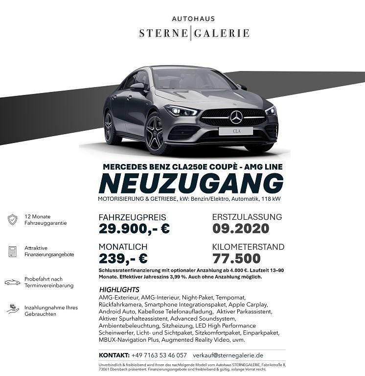 Grau Gebraucht 2021 Mercedes CLA250e AMG line Limousine | 29.900 € (Fairer Preis) - Bild 1/1