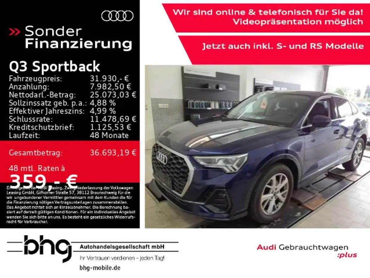 Gebraucht Audi Q3 150 PS (110 kW) 2023 Navarrablau metallic SUV