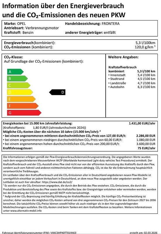 Neu Opel Frontera Ultimate 101 PS (74 kW) 2026 Weiß SUV