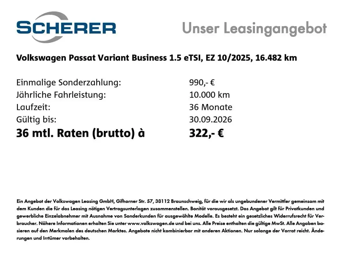 Gebraucht VW Passat Business 150 PS (110 kW) 2025 Grenadillschwarz metallic (metallic) Kombi