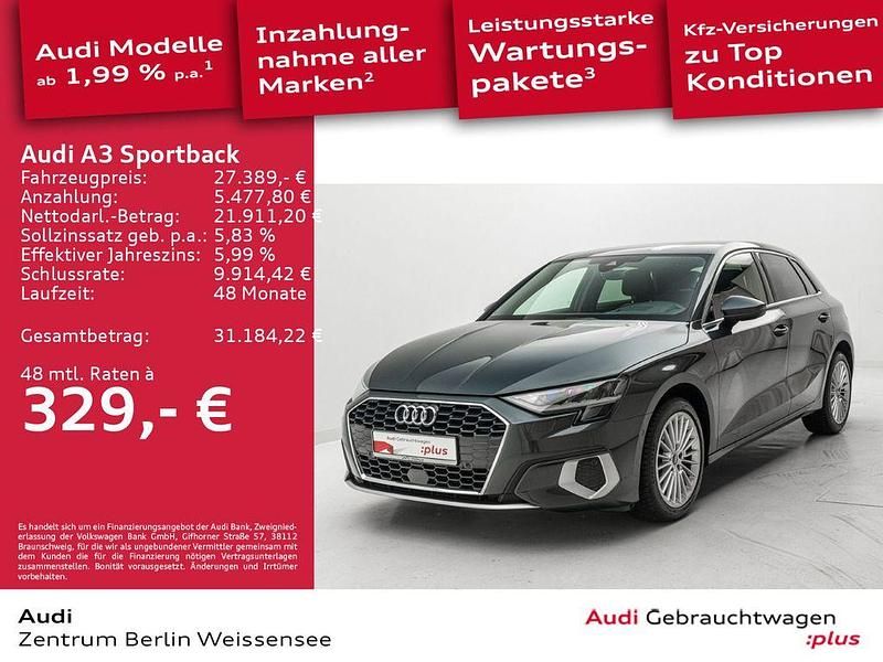 Grau Gebraucht 2023 Audi A3 Sportback Advanced Limousine | 27.389 € (Fairer Preis) - Bild 1/4