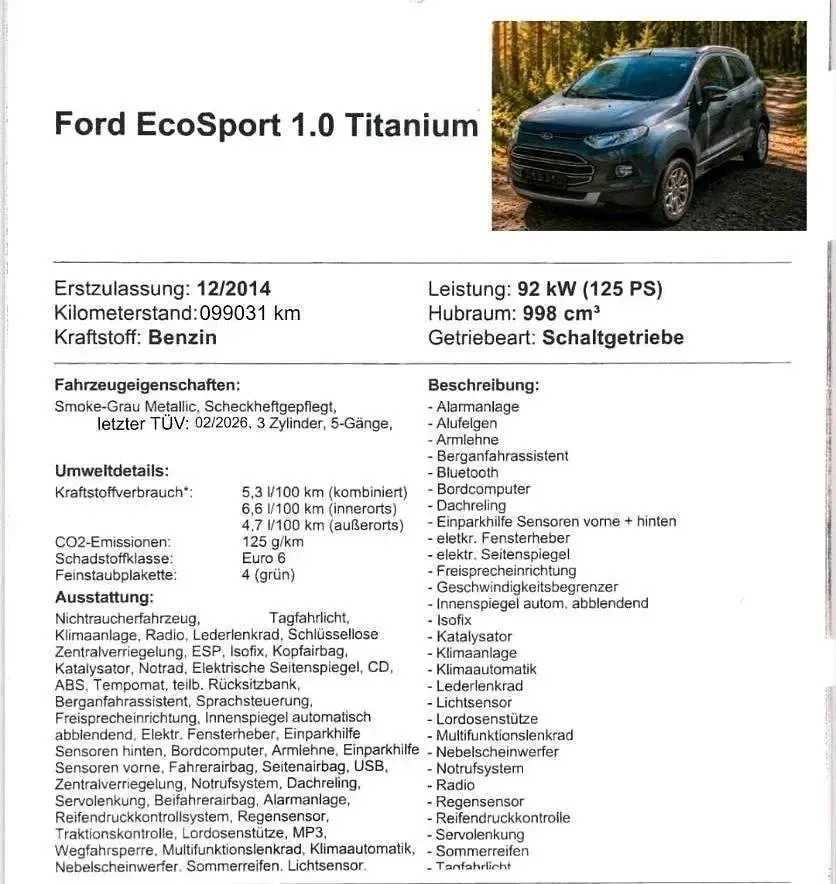 Gebraucht Ford Ecosport 125 PS (91 kW) 2014 Grau SUV
