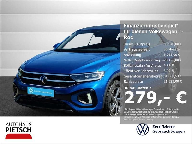 Blau Gebraucht 2024 VW T-Roc Cabriolet R-line Cabrio | 33.940 € (Fairer Preis) - Bild 1/3