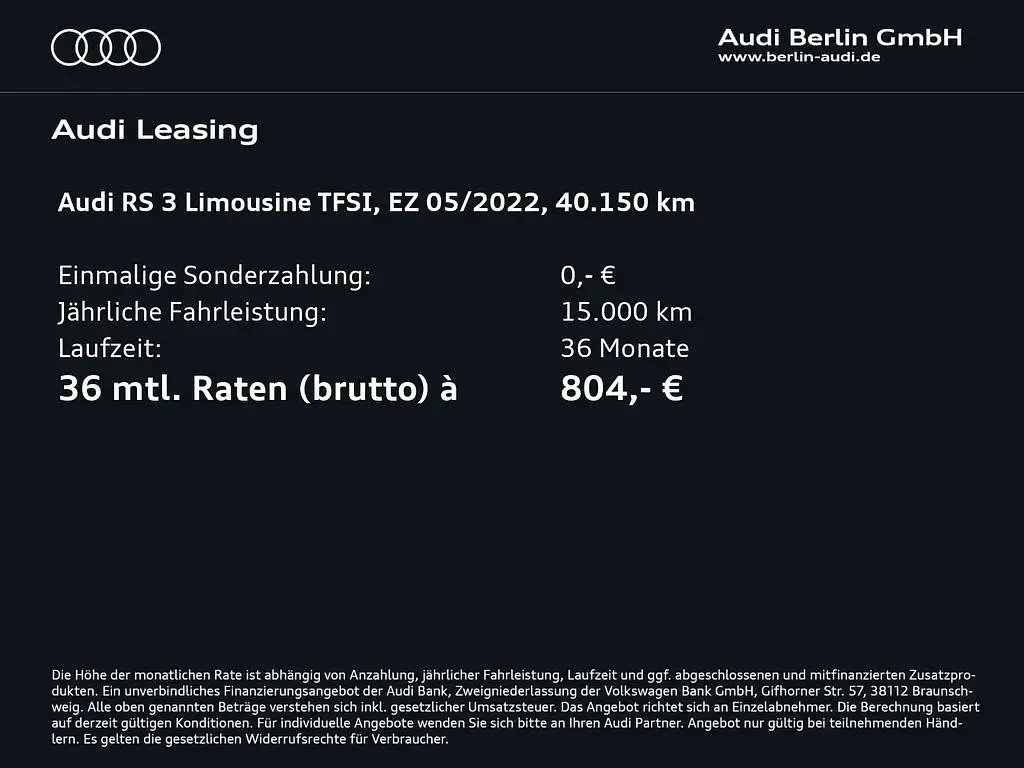 Gebraucht Audi RS3 Premium 400 PS (294 kW) 2022 Daytonagrau perleffekt Limousine