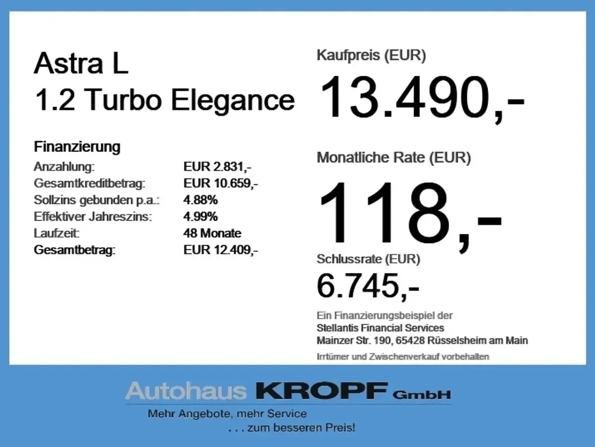 Gebraucht Opel Astra Elegance 110 PS (80 kW) 2023 Kobalt blau/vertigo blau Limousine