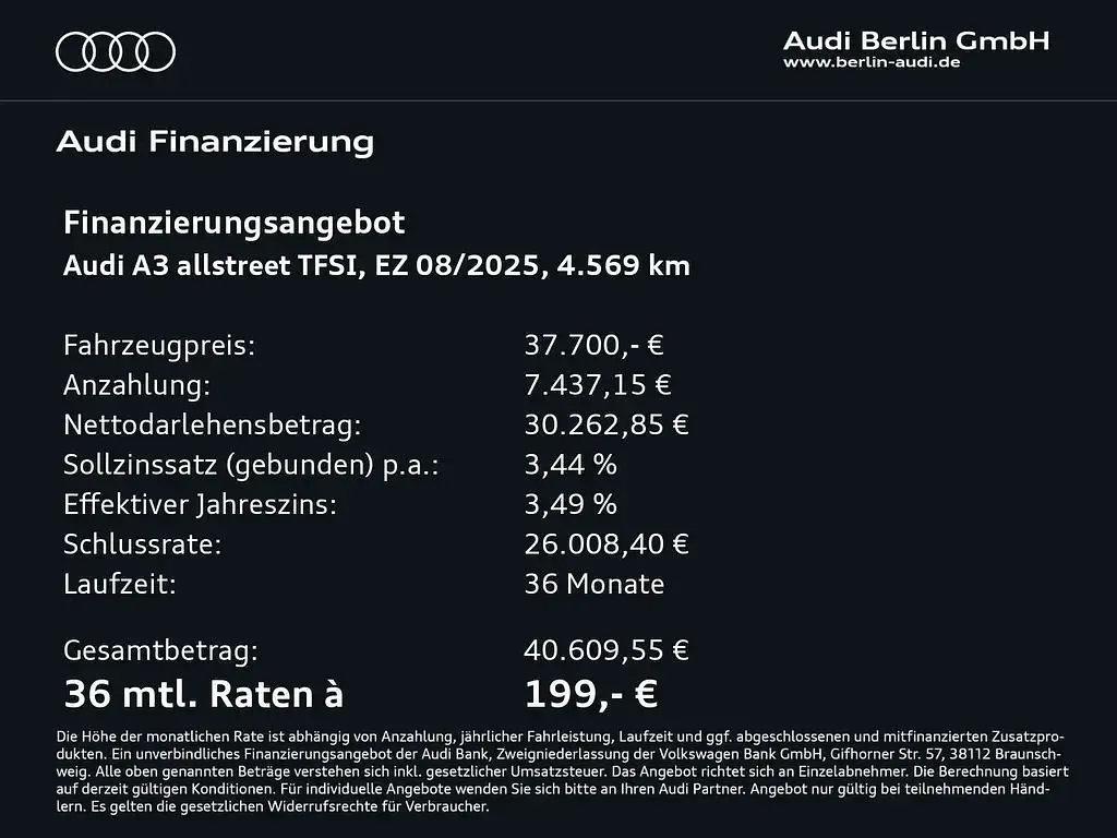 Używany Audi A3 204 KM (150 kW) 2025 Czarny Kombi