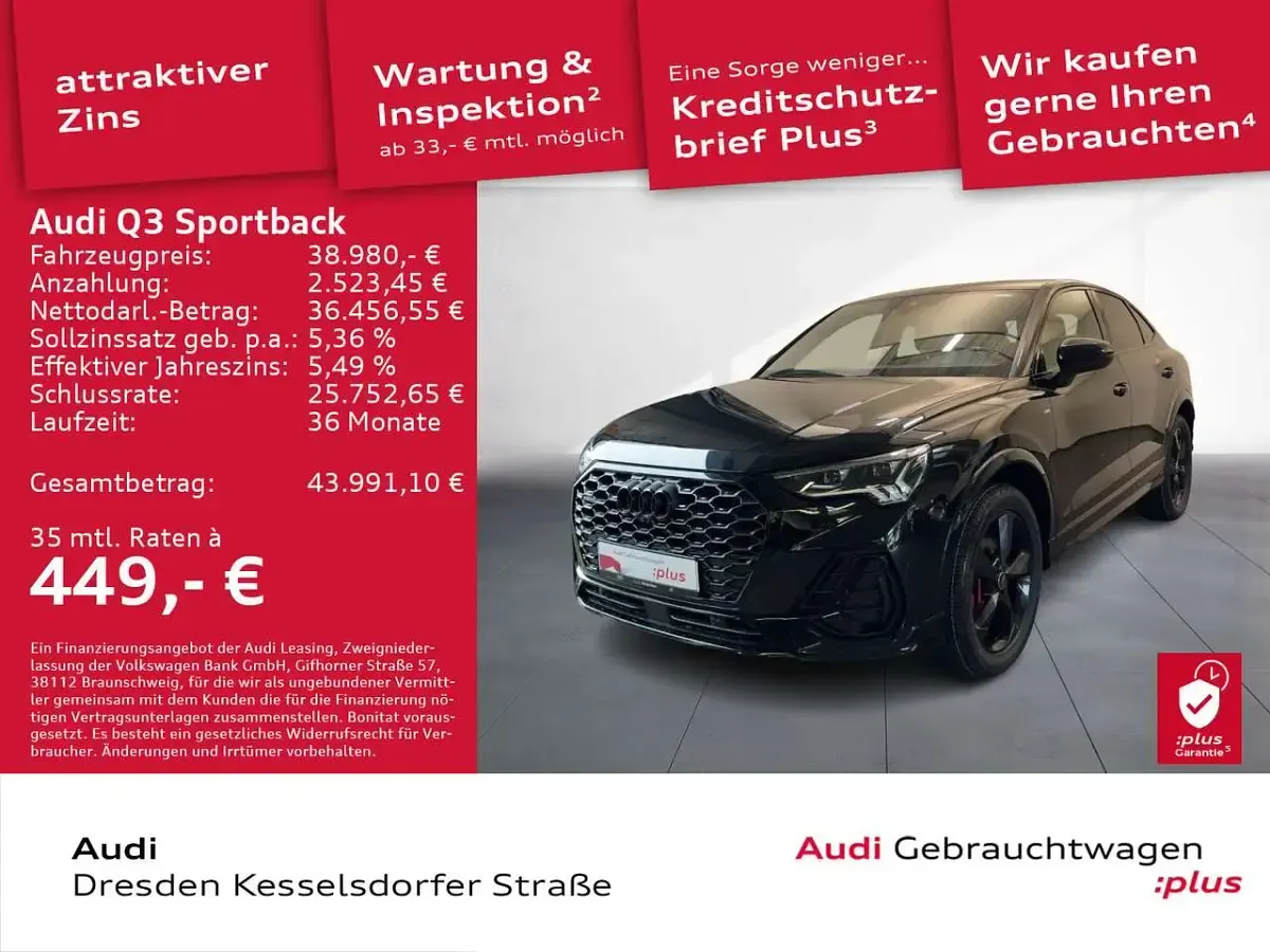 Gebraucht Audi Q3 S-Line 200 PS (147 kW) 2023 Mythosschwarz metallic SUV