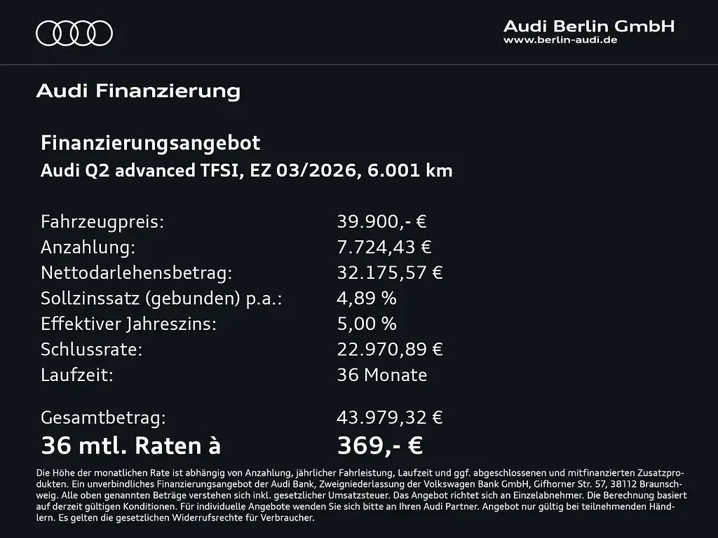Używany Audi Q2 Advanced Plus 150 KM (110 kW) 2026 Czarny SUV