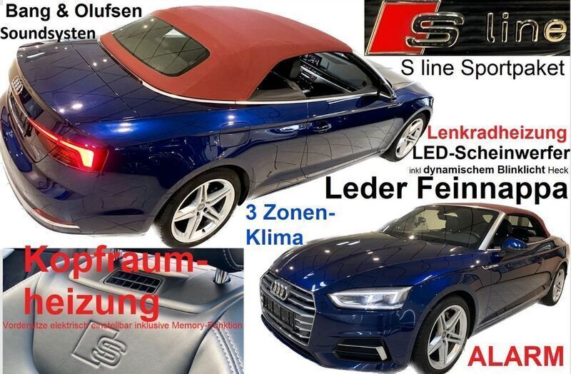 Blau Gebraucht 2019 Audi A5 Cabriolet S-Line Cabrio | 29.999 € (Guter Preis) - Bild 1/4